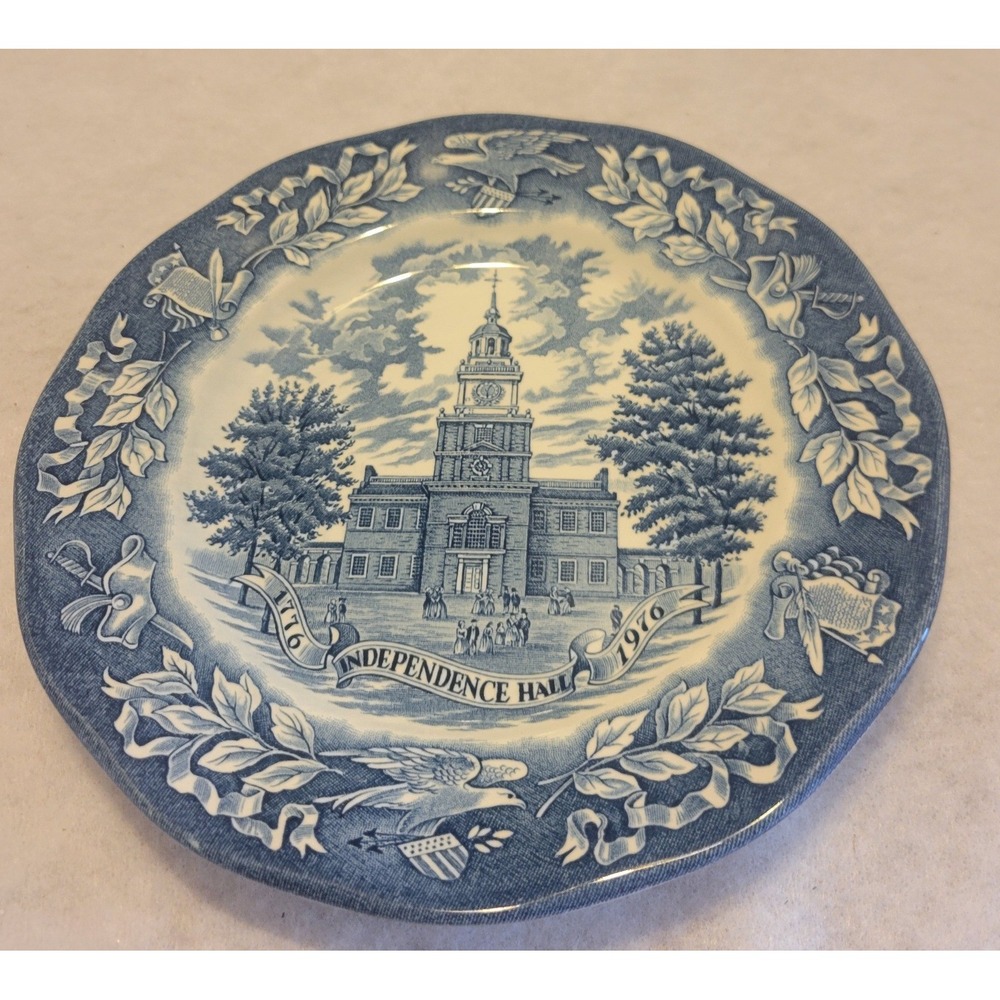 Vtg Avon Independence Hall Bicentennial Plate Vintage 1976 Wedgwood England Blue